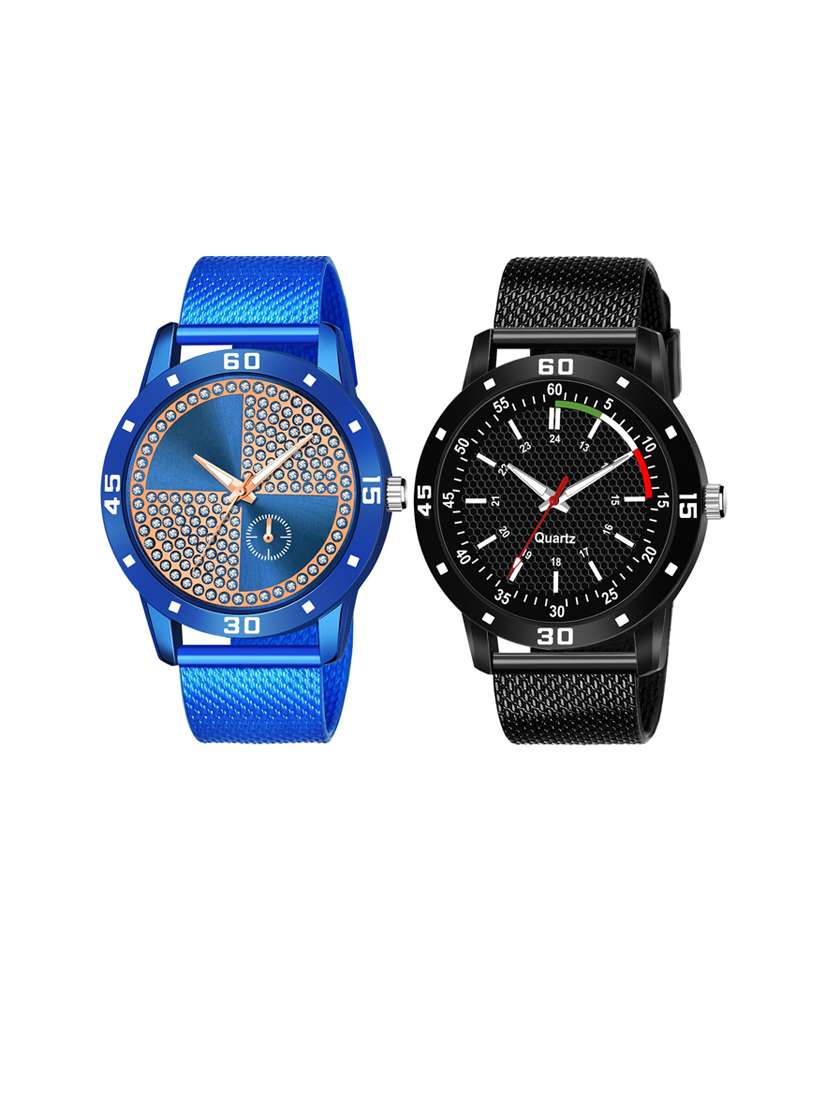 men round shape analog watch combo