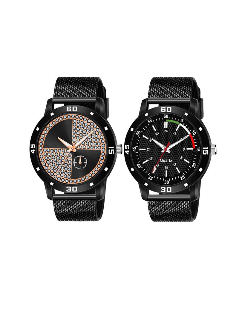 men round shape analog watch combo