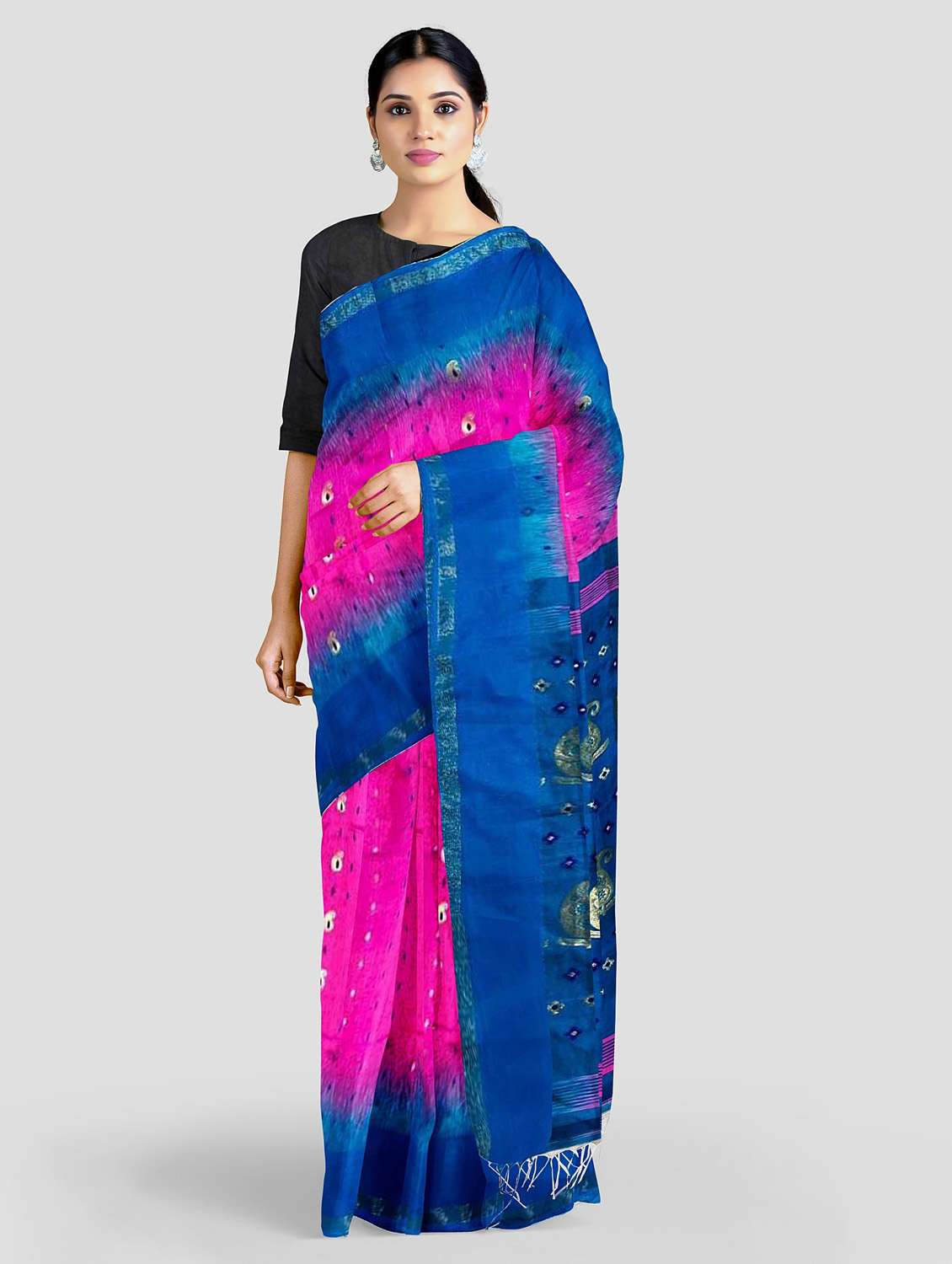 women's solid multi colored saree