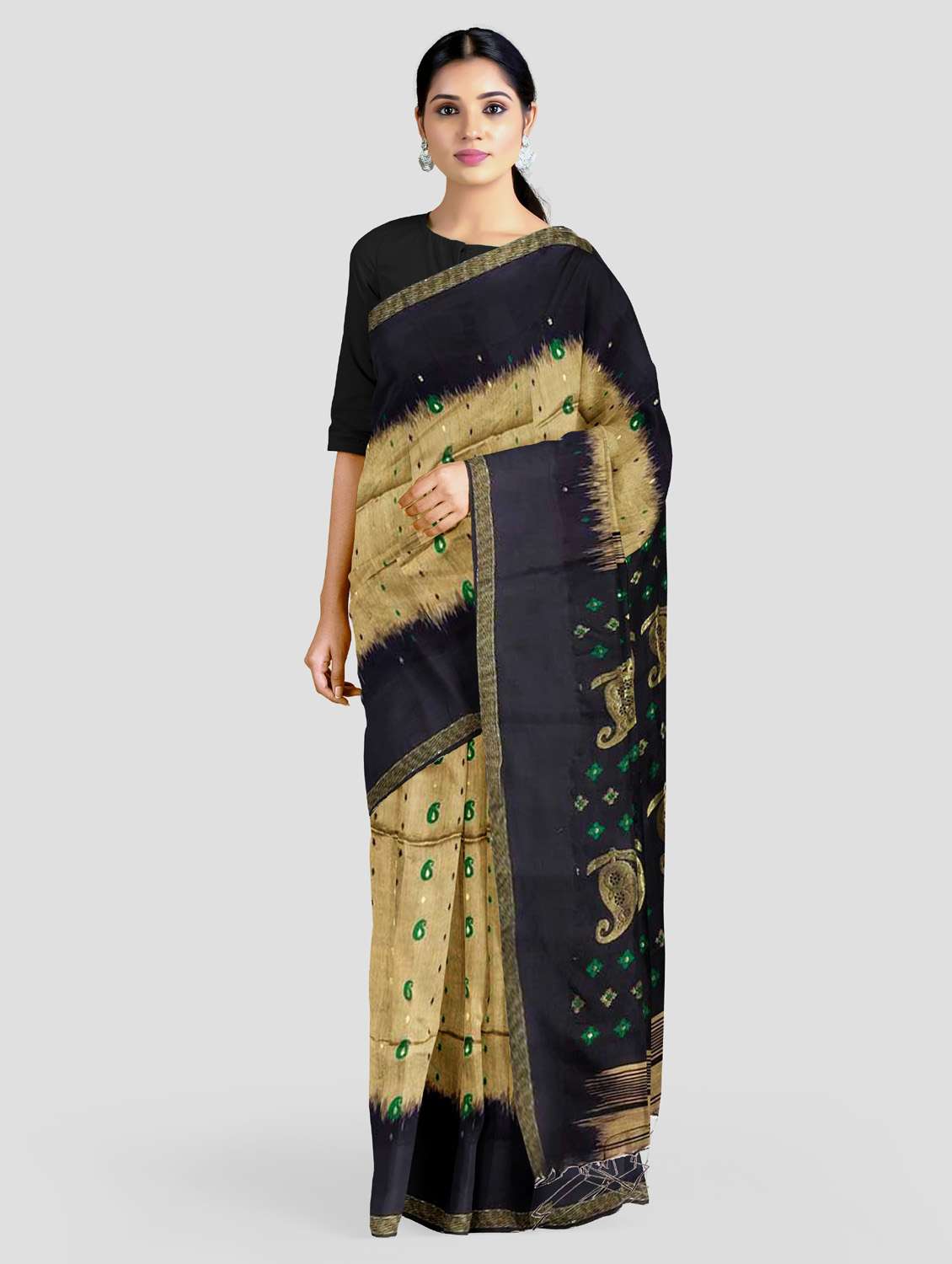 women's self design beige colored saree - 19617223 - Zoom Image - 0