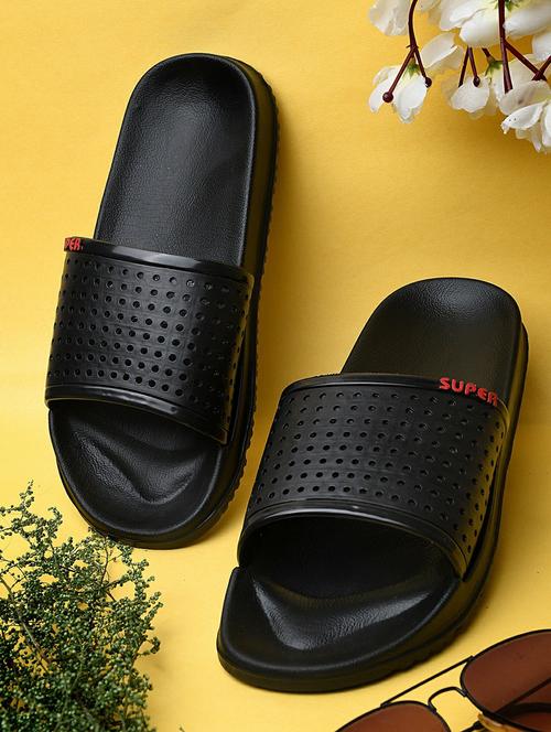 black rubber slip on flip flops - 19617327 -  Standard Image - 0