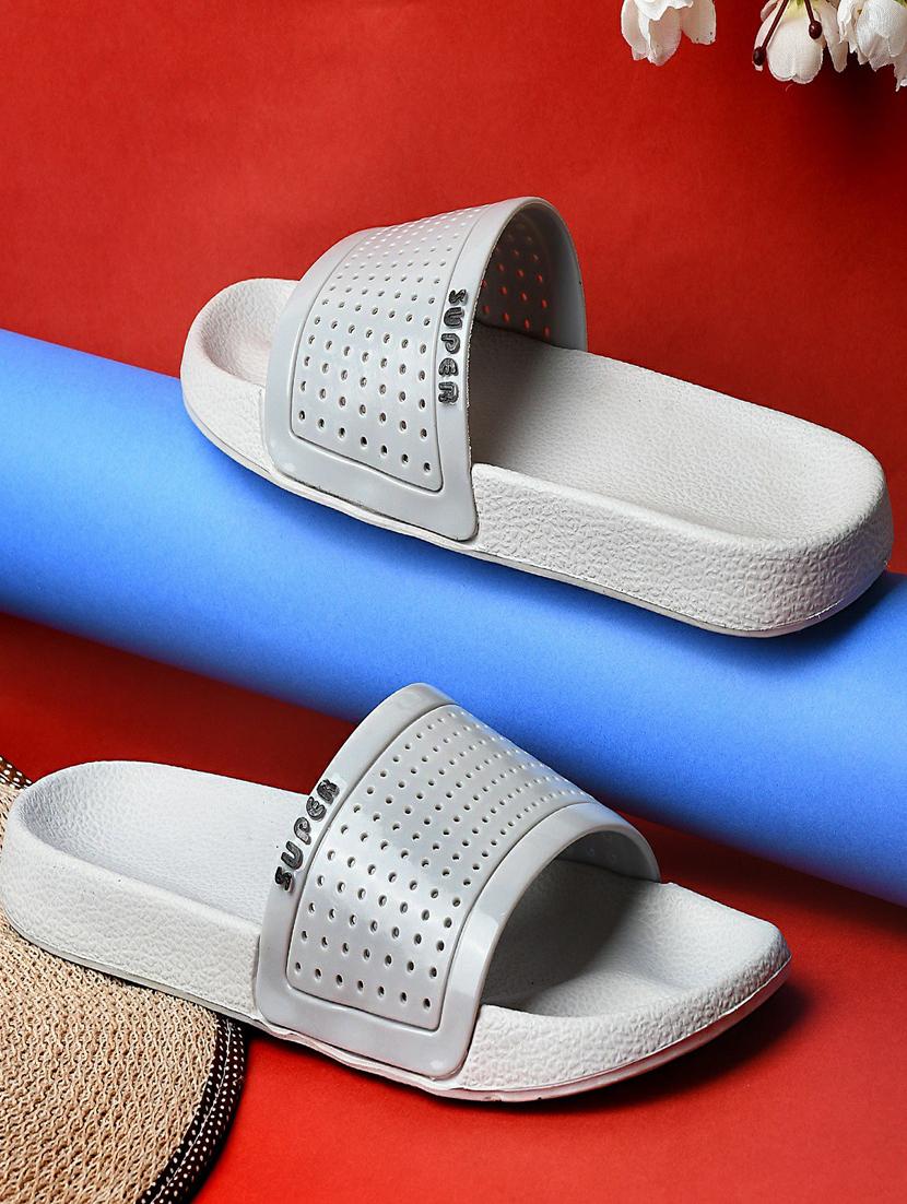 grey rubber slip on flip flops - 19617328 -  Zoom Image - 0