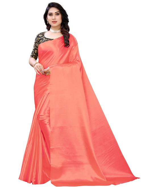 orange solid plain saree with blouse - 19617610 - Standard Image - 0
