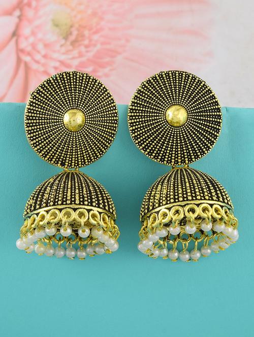 brown brass jhumka earring - 19618285 -  Standard Image - 0