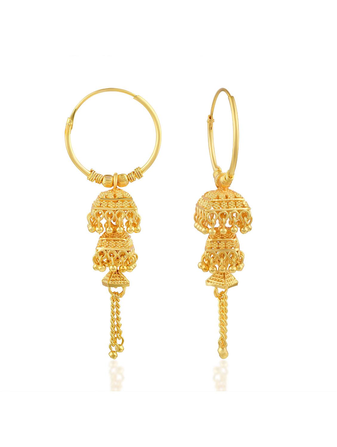 yellow brass jhumka earring - 19618287 - Standard Image - 3