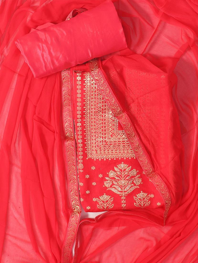 zari work self design unstitched suit set