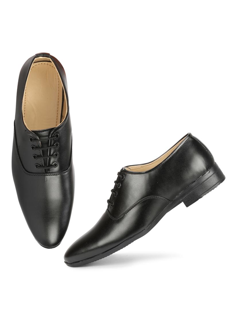 black synthetic & mesh laceup derbies - 19618724 - Standard Image - 3
