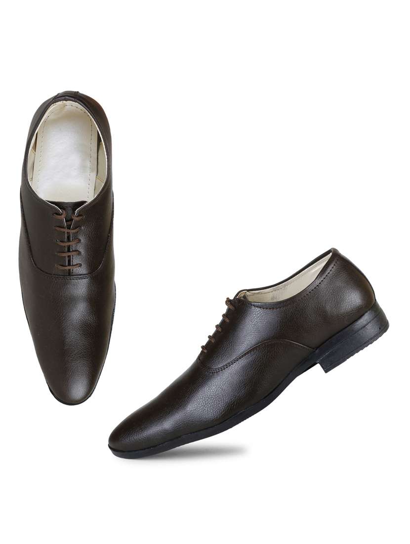 brown synthetic & mesh laceup derbies - 19618725 -  Standard Image - 3