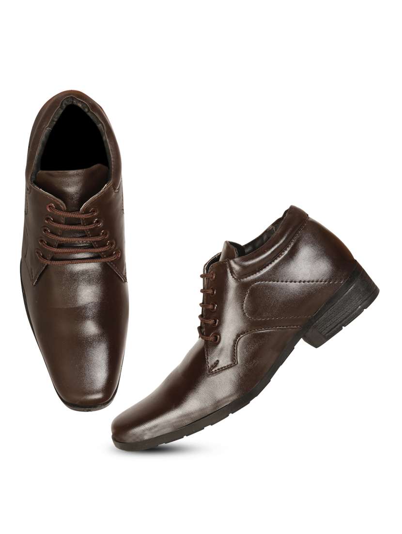 brown synthetic & mesh laceup derbies - 19618732 -  Standard Image - 3