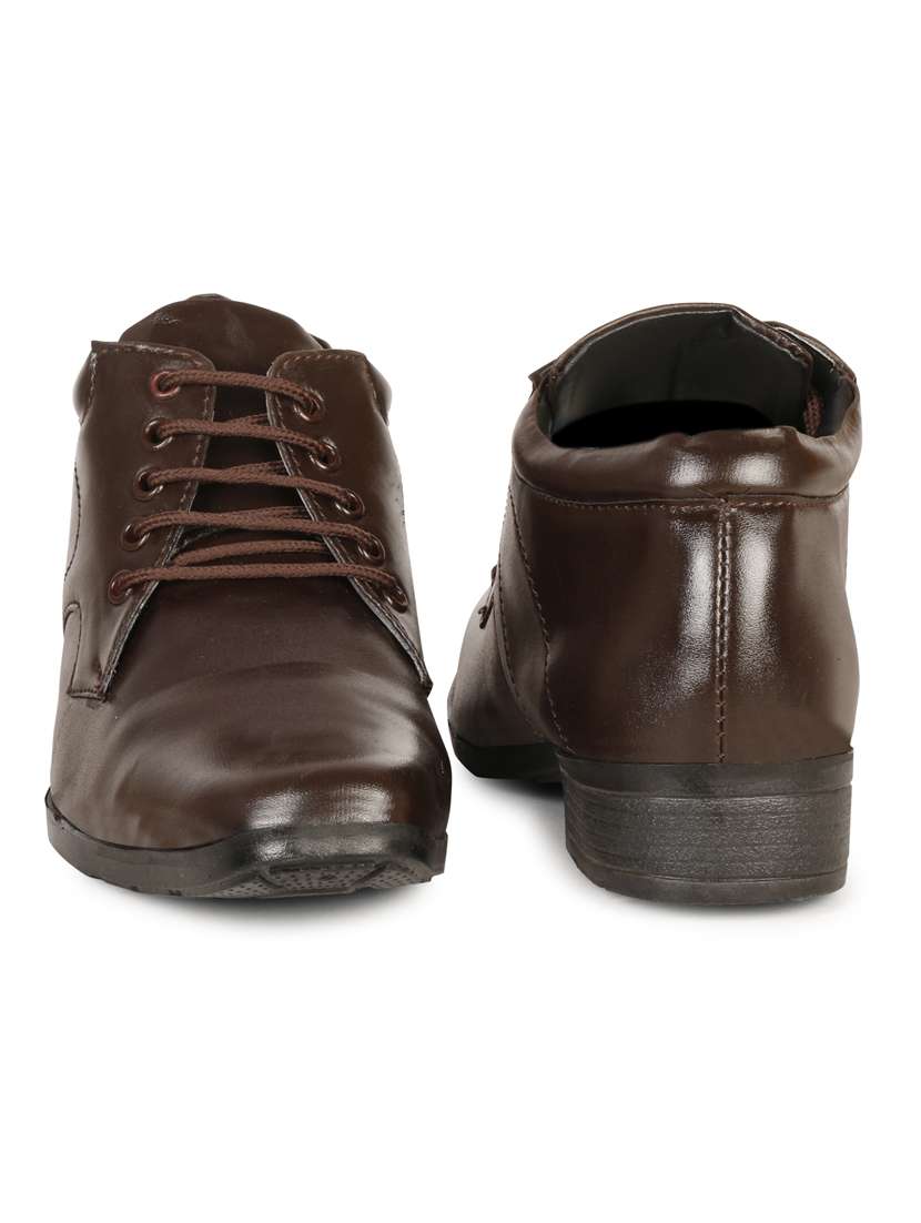 brown synthetic & mesh laceup derbies - 19618732 -  Standard Image - 5