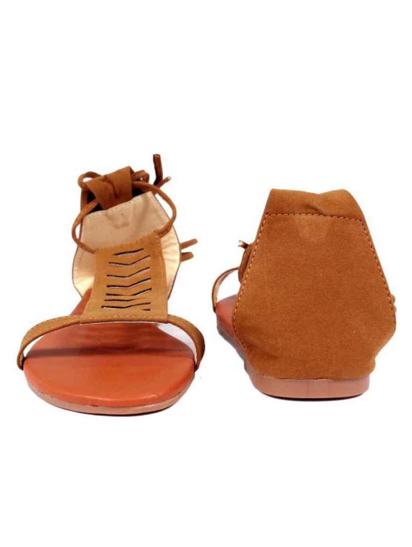 tan slip on open sandal - 19618789 -  Standard Image - 3