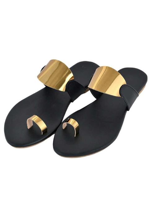 gold synthetic slip on sandals - 19618807 -  Standard Image - 0
