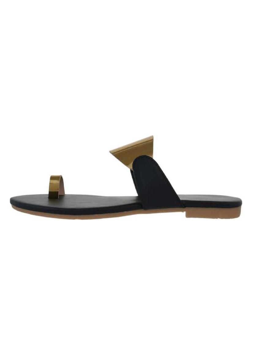 gold synthetic slip on sandals - 19618807 - Standard Image - 3