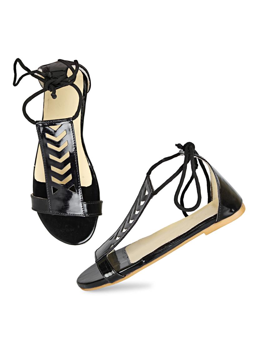 black lace up closed back sandal - 19618815 - Standard Image - 3