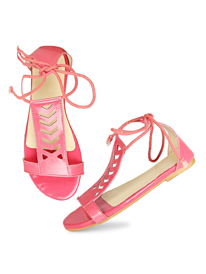pink closed back lace up sandal - 19618817 - Standard Image - 3
