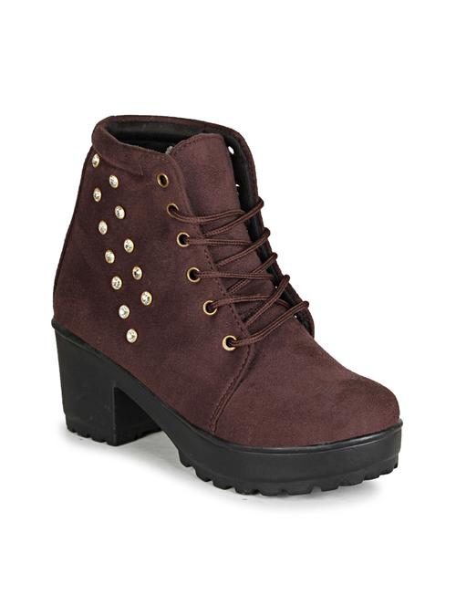 brown lace up block heel boot - 19618825 -  Standard Image - 0