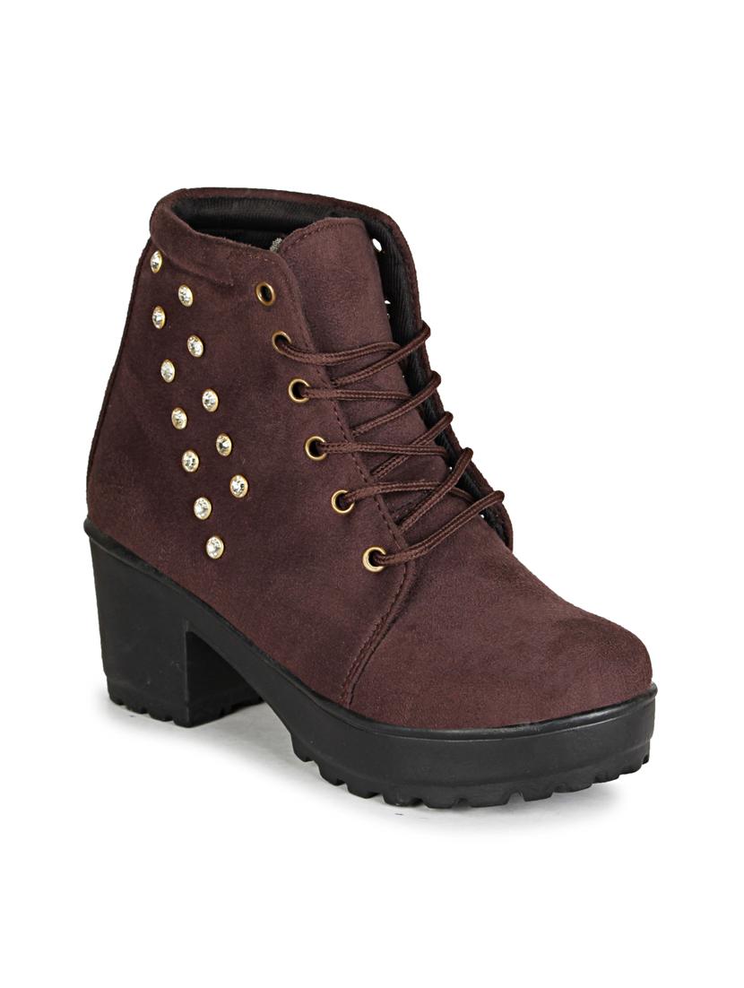 brown lace up block heel boot - 19618825 -  Zoom Image - 0