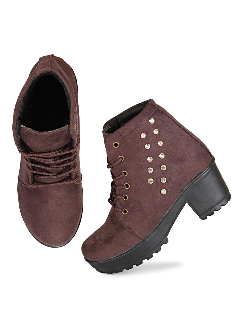 brown lace up block heel boot - 19618825 - Standard Image - 3
