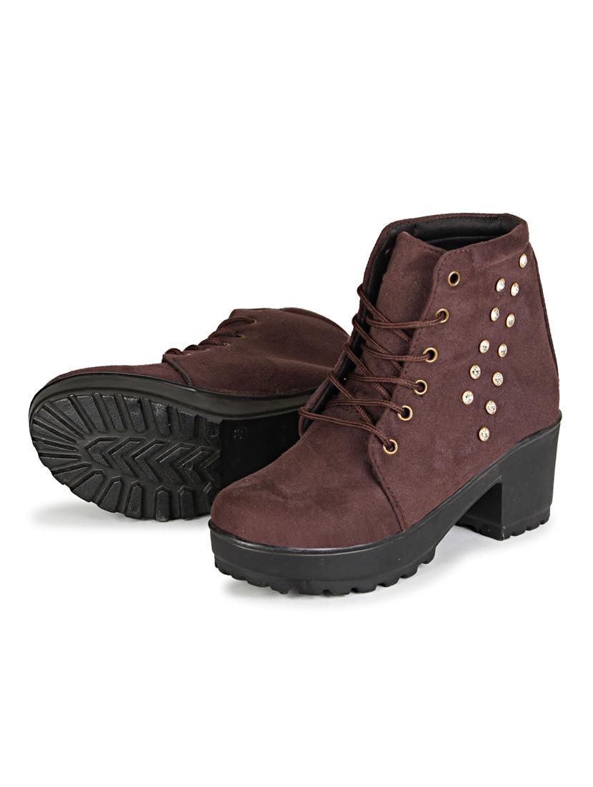brown lace up block heel boot - 19618825 - Standard Image - 5
