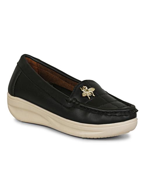 black synthetic slip on loafers - 19618832 -  Standard Image - 0