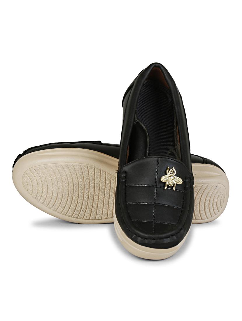 black synthetic slip on loafers - 19618832 - Standard Image - 5