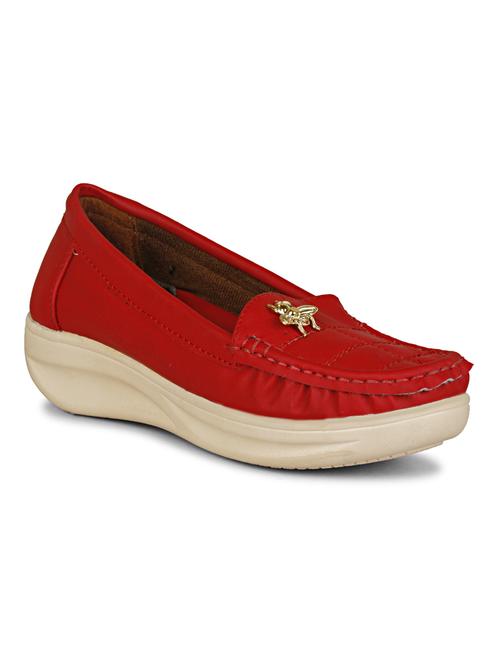 red synthetic slip on loafers - 19618834 -  Standard Image - 0