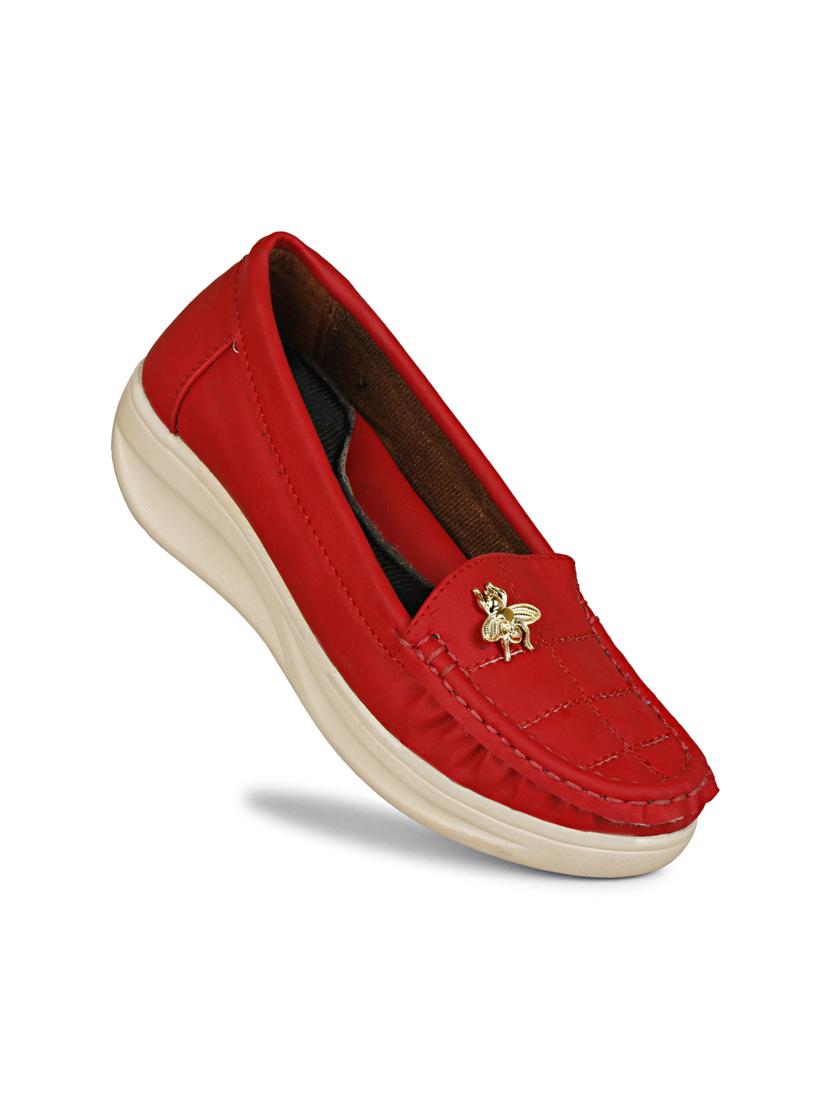 red synthetic slip on loafers - 19618834 - Standard Image - 3