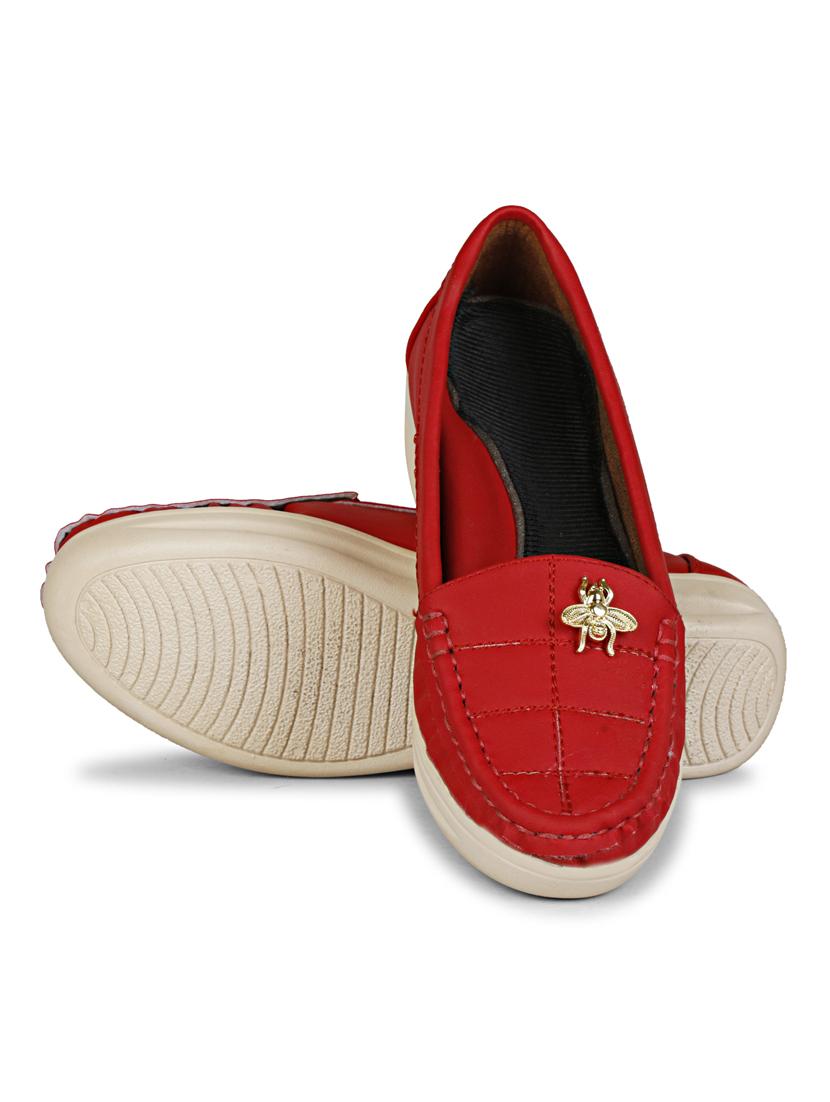 red synthetic slip on loafers - 19618834 - Standard Image - 5