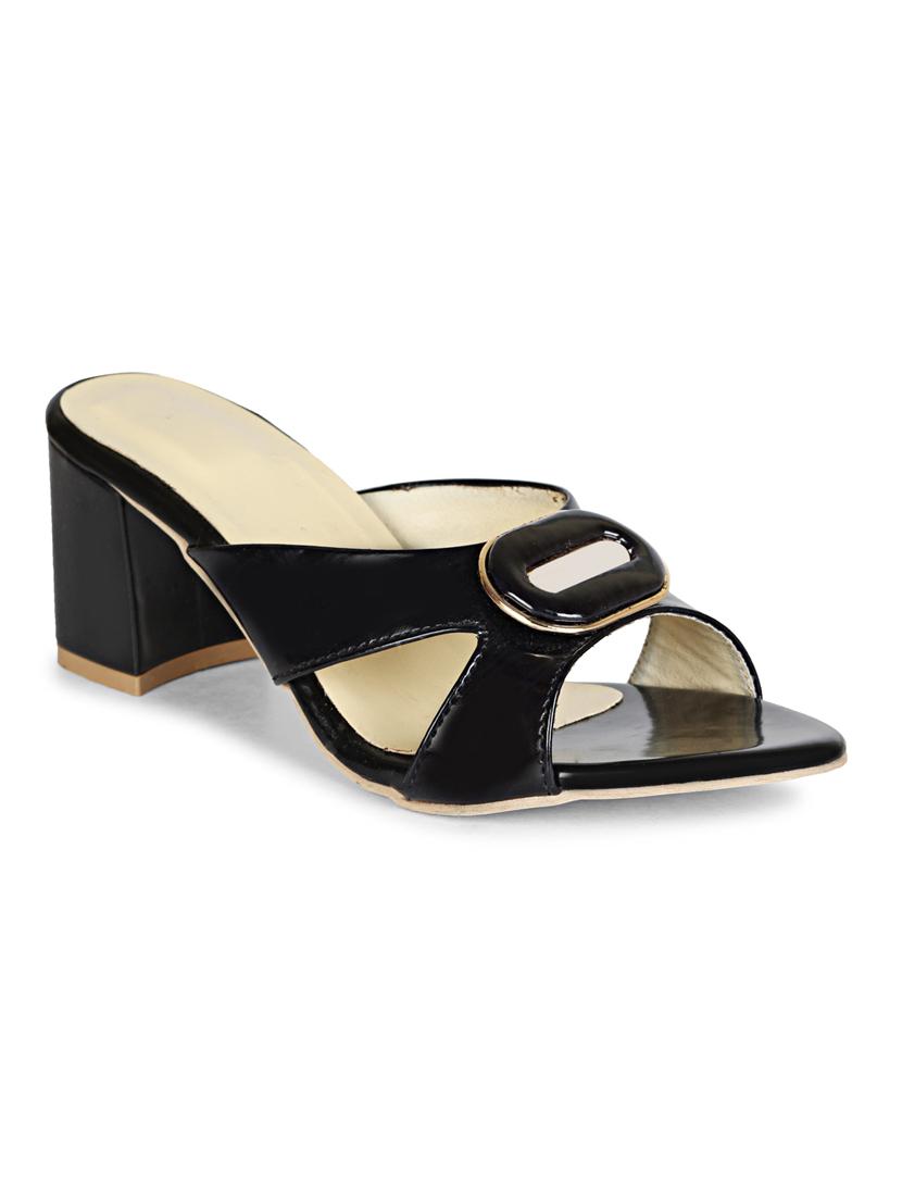 black patent leather slip on sandals - 19618864 -  Zoom Image - 0