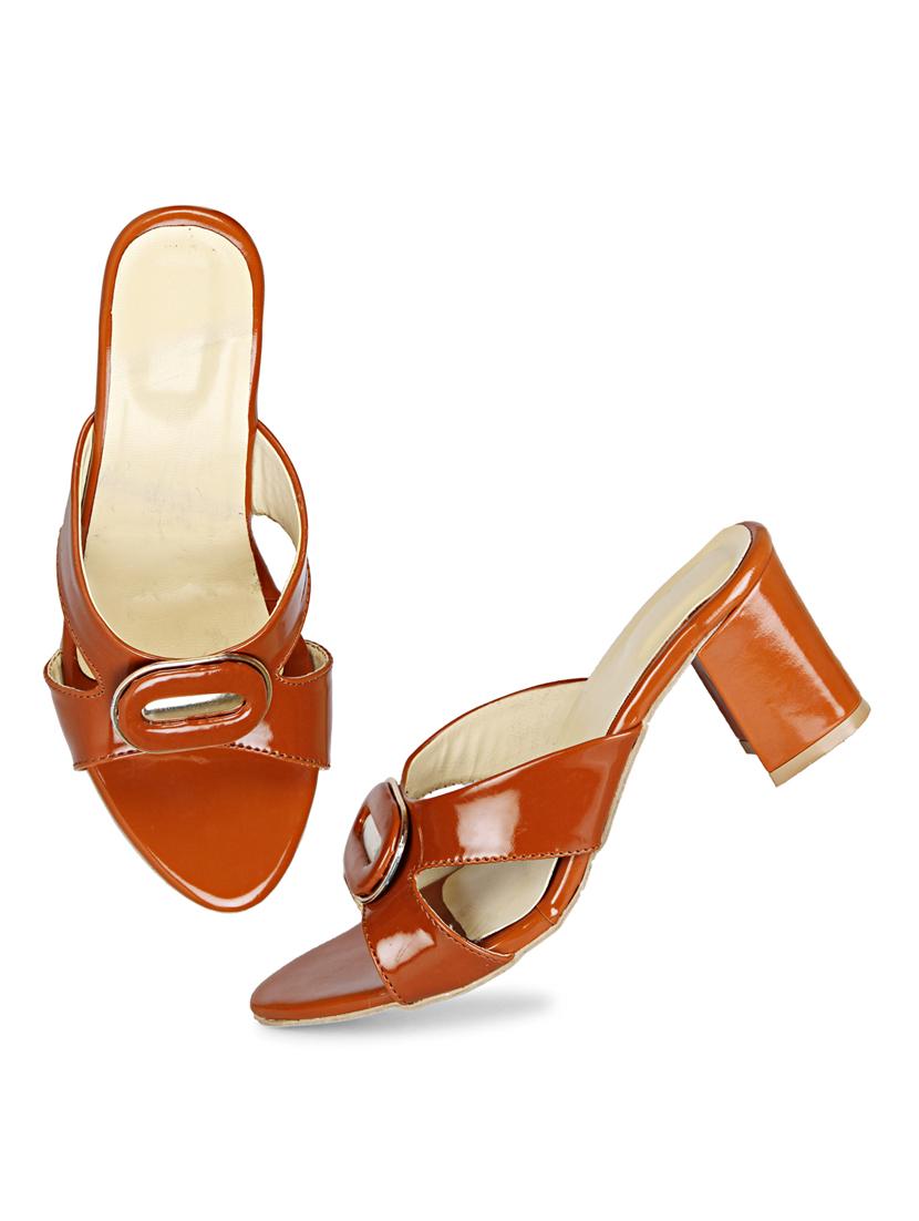 tan patent leather slip on sandals - 19618868 - Standard Image - 3