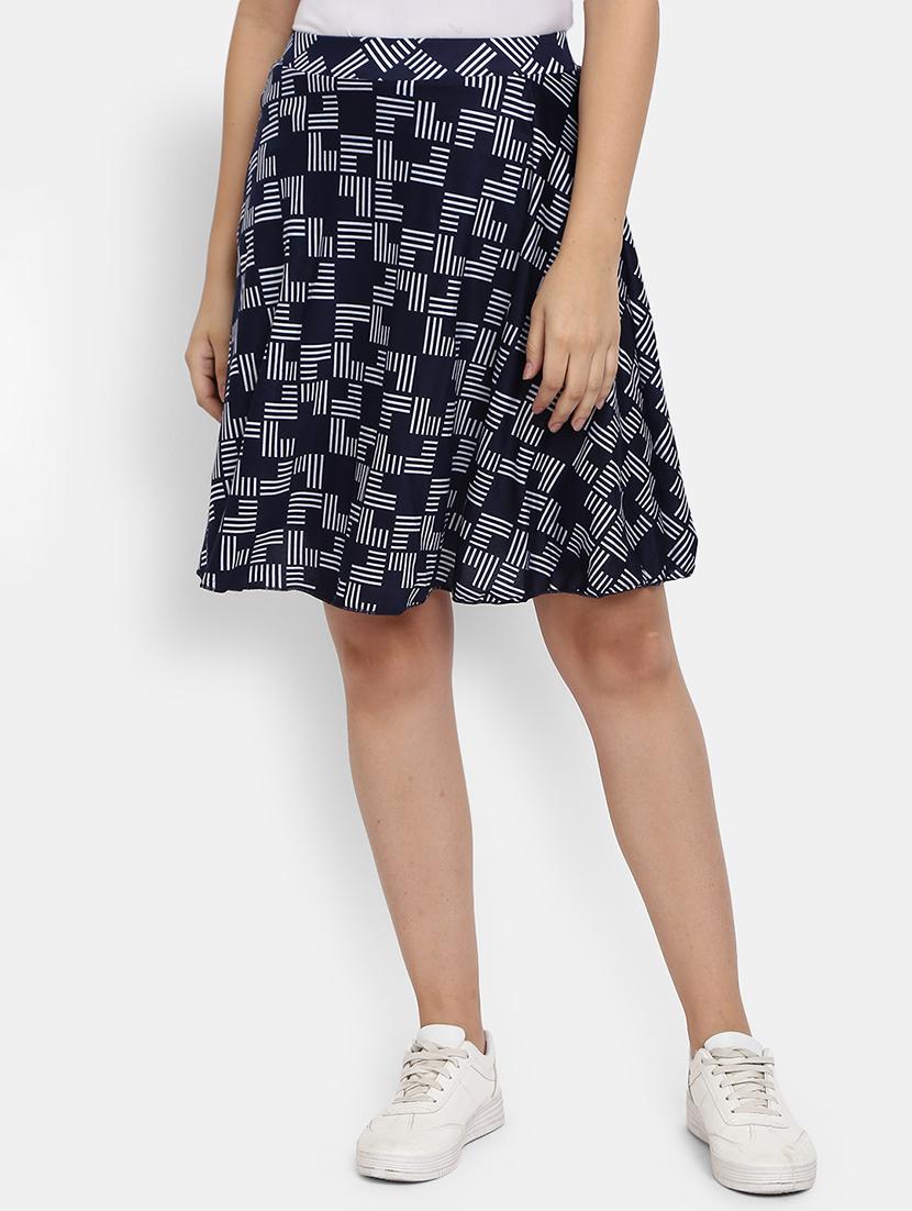 women mid-rise navy blue printed flared skirt - 19620094 - Zoom Image - 0