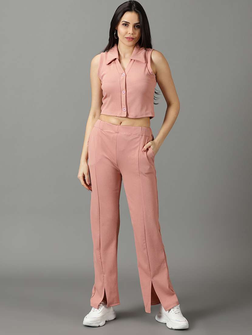 solid top and trouser set co-ord