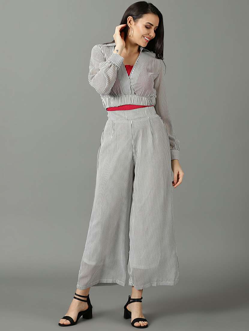 stripes print top and palazzos set co-ord