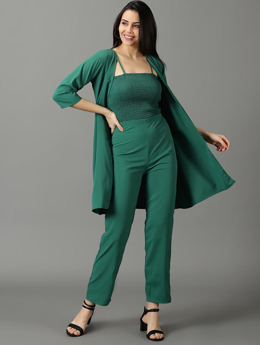 cami neck solid top and trouser set co-ord - 19620553 -  Zoom Image - 0