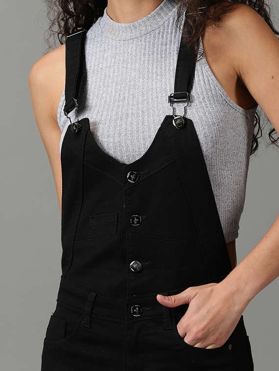 Buy Destroyed-effect denim dungarees Online in Dubai & the UAE|Kiabi