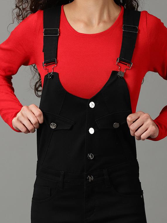 scoop neck solid dungaree jumpsuit - 19621547 - Standard Image - 3