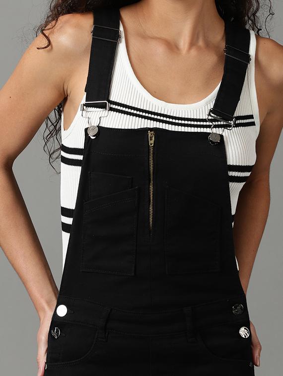 square neck solid dungaree jumpsuit - 19621548 - Standard Image - 3