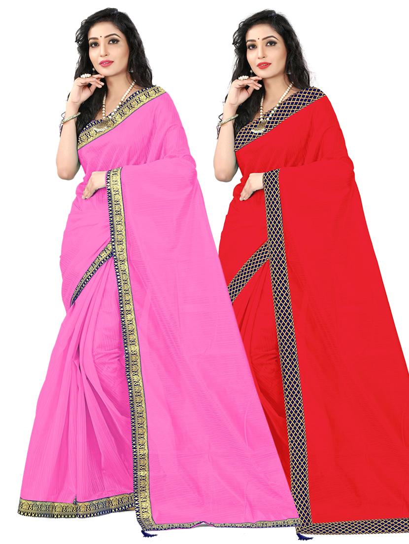 pack of 2 combo saree with blouse - 19621778 - Zoom Image - 0