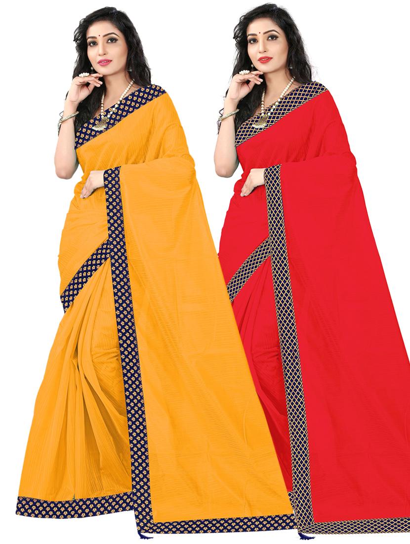 pack of 2 combo saree with blouse - 19621780 -  Zoom Image - 0