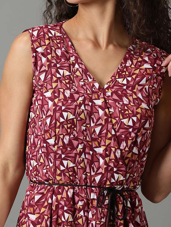 v neck printed full length jumpsuit - 19621840 -  Standard Image - 3