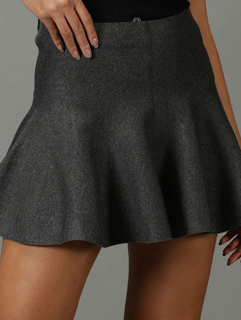 mid rise solid flared skirt - 19621881 -  Standard Image - 5