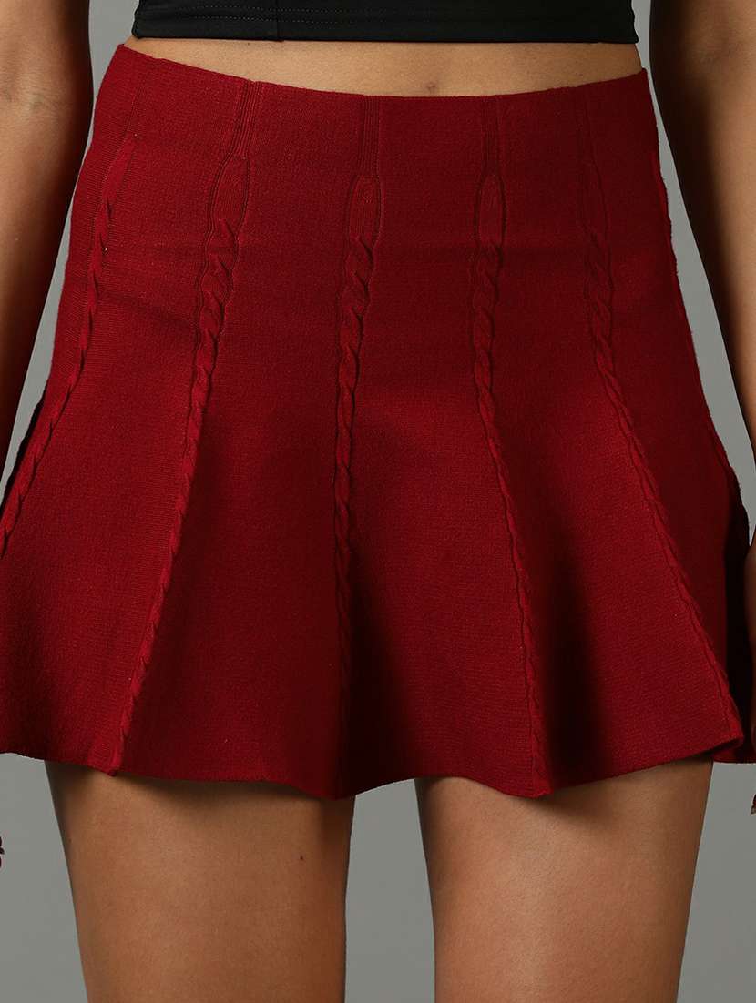 mid rise solid flared skirt - 19621884 -  Standard Image - 5