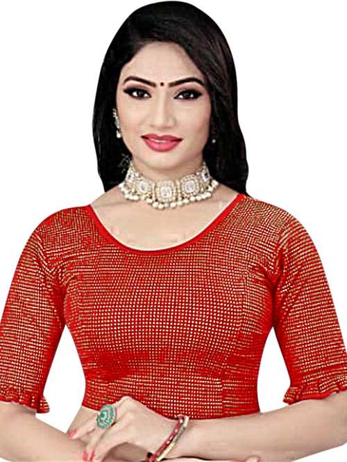 women red self design stitched blouse