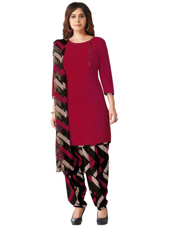 printed unstitched patiyala suit set