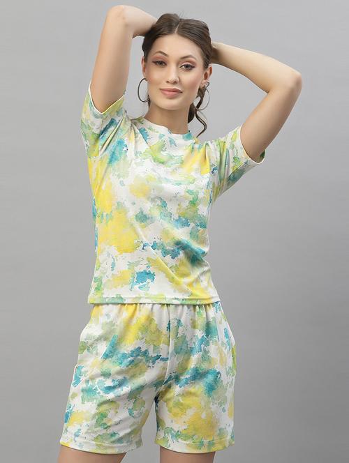 multi colored tie & dye shorts t-shirt nightwear set - 19625740 - Standard Image - 0