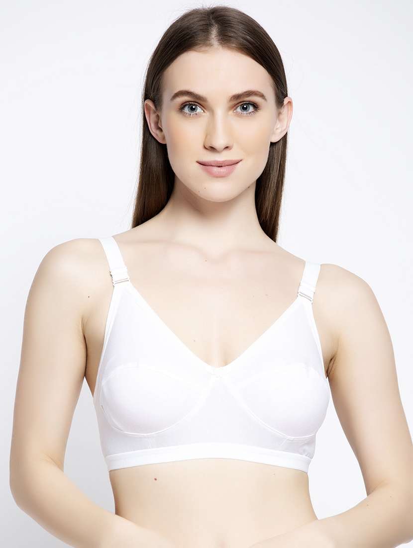 white cotton solid bra - 19625794 - Zoom Image - 0