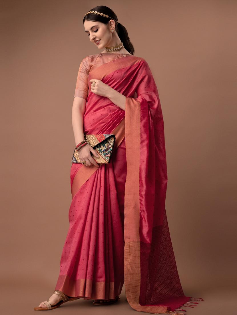 solid with borders handloom saree with blouse - 19626261 - Standard Image - 3