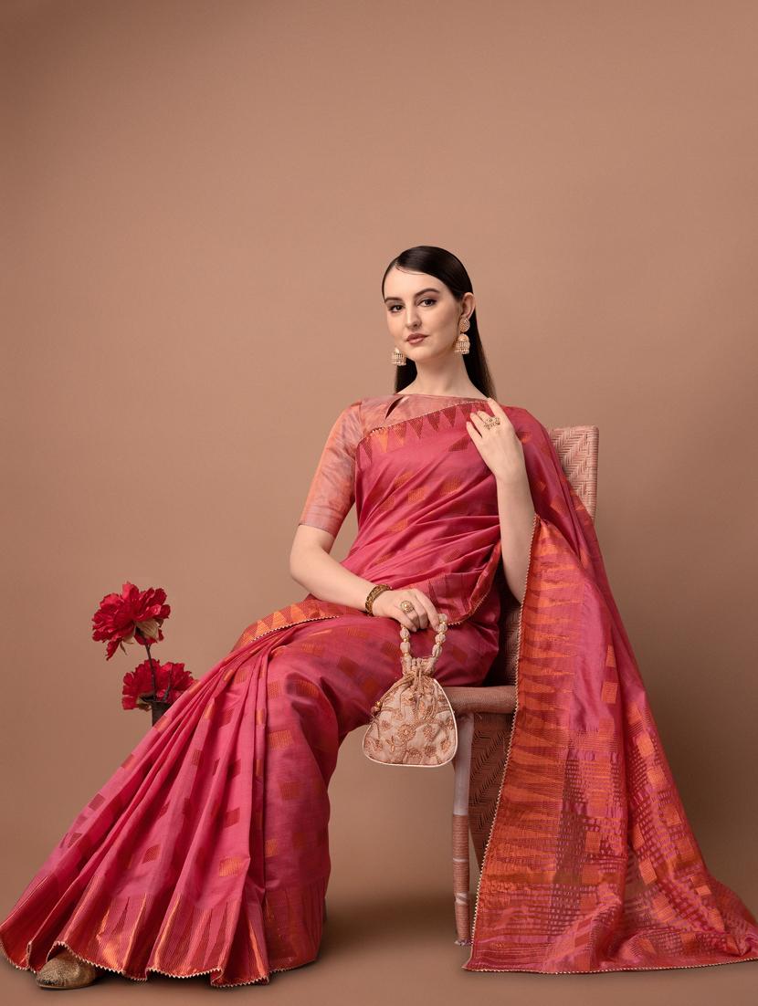 solid with borders handloom saree - 19626263 - Standard Image - 3