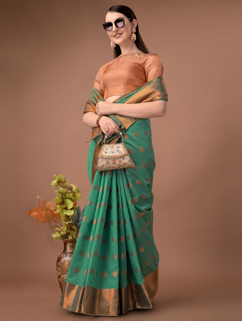 solid with borders handloom saree - 19626266 - Standard Image - 3