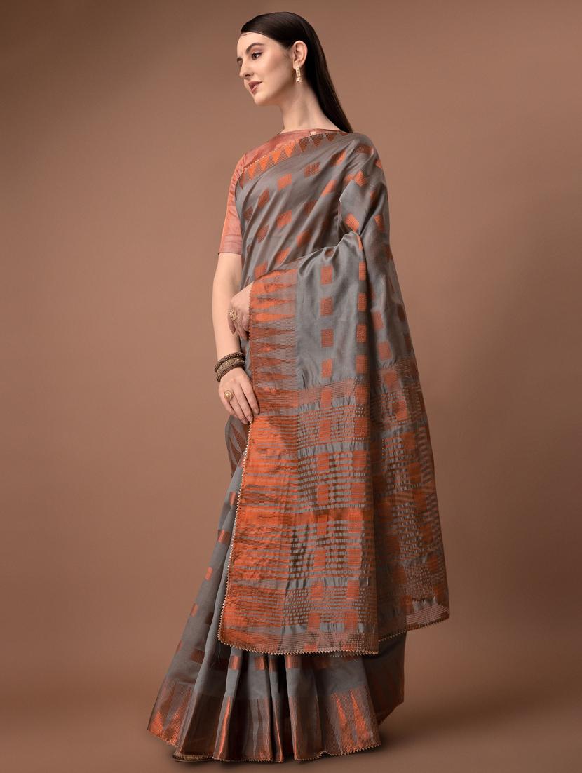 solid with borders handloom saree with blouse - 19626275 -  Zoom Image - 0